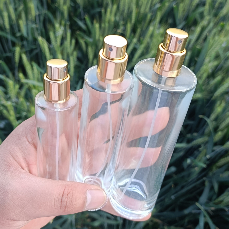 100ml Perfume Spray Atomizer Bottle Glass Empty Cylindrical Wooden Lid